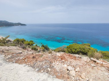 Pefkoulia plajı yakınlarındaki Lefkada 'nın muhteşem manzarası, İyon Adaları, Yunanistan