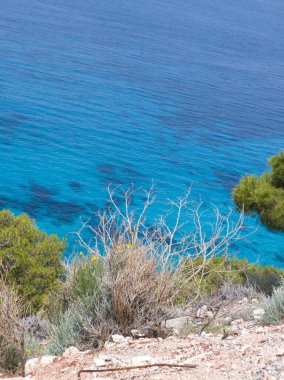 Pefkoulia plajı yakınlarındaki Lefkada 'nın muhteşem manzarası, İyon Adaları, Yunanistan