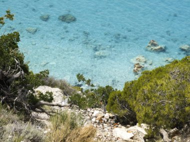 Pefkoulia plajı yakınlarındaki Lefkada 'nın muhteşem manzarası, İyon Adaları, Yunanistan