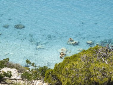 Pefkoulia plajı yakınlarındaki Lefkada 'nın muhteşem manzarası, İyon Adaları, Yunanistan
