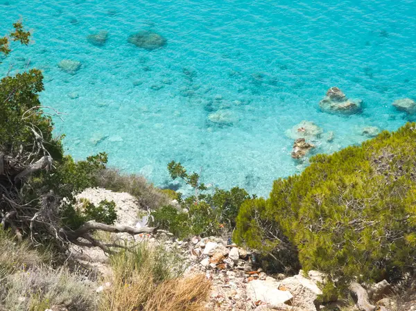 Pefkoulia plajı yakınlarındaki Lefkada 'nın muhteşem manzarası, İyon Adaları, Yunanistan
