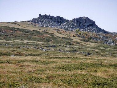Bulgaristan 'ın Cherni Vrah zirvesi yakınlarındaki Vitosha Dağı' nın şaşırtıcı sonbahar manzarası