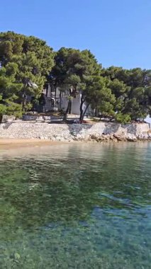 Skiathos Town, Sporades, Thessaly, Yunanistan 'ın inanılmaz kıyı şeridi manzarası