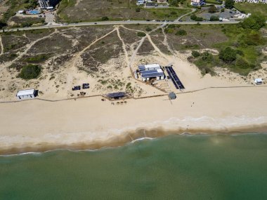 Bulgaristan 'ın Burgaz Bölgesi Smokinya Sahili yakınlarındaki Karadeniz kıyılarının hava manzarası