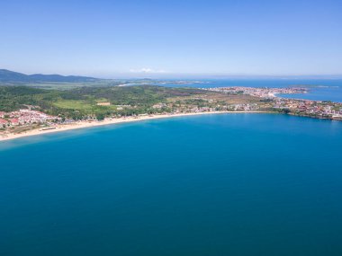 Bulgaristan 'ın Burgaz Bölgesi Smokinya Sahili yakınlarındaki Karadeniz kıyılarının hava manzarası