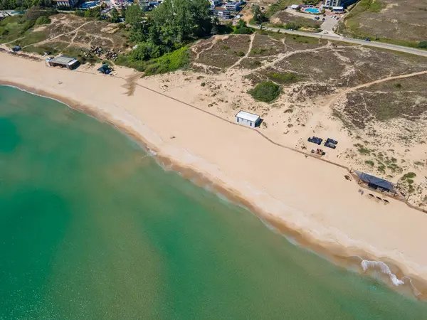 Bulgaristan 'ın Burgaz Bölgesi Smokinya Sahili yakınlarındaki Karadeniz kıyılarının hava manzarası