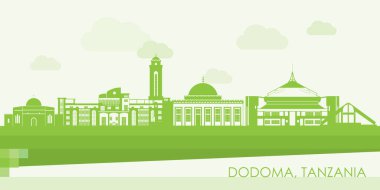 Dodoma, Tanzanya 'nın Yeşil Skyline panoraması - vektör illüstrasyonu