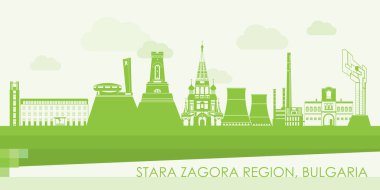 Bulgaristan 'ın Stara Zagora bölgesinin Yeşil Skyline panoraması