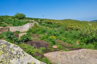 Bulgaristan 'ın Vitosha Dağı' nın Muhteşem Bahar Panoraması