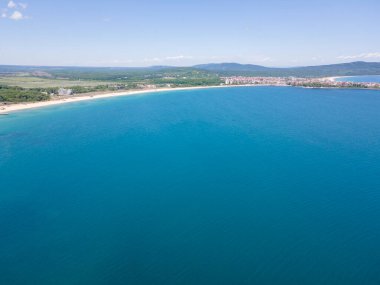 Bulgaristan 'ın Burgaz Bölgesi' ndeki Atliman Sahili ve Kiten yakınlarındaki Karadeniz Sahil manzarası