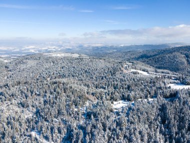 Bulgaristan 'ın Sofya Bölgesi Beli Iskar köyü yakınlarındaki Rila Dağı' nın kış manzarası