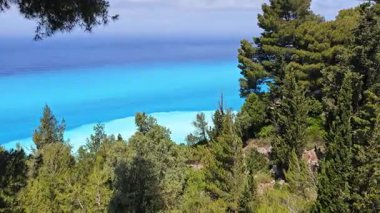 Yunanistan 'ın İyon Adaları' ndaki Egremni Sahili yakınlarındaki Lefkada Sahili 'nin Muhteşem Panoraması