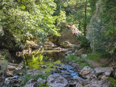 Bulgaristan 'ın Tran kenti yakınlarındaki Erma Nehri Boğazı' nın şaşırtıcı yaz manzarası