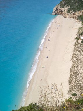 Yunanistan, İyon Adaları, Milos plajı yakınlarındaki Lefkada 'nın şaşırtıcı Panoraması