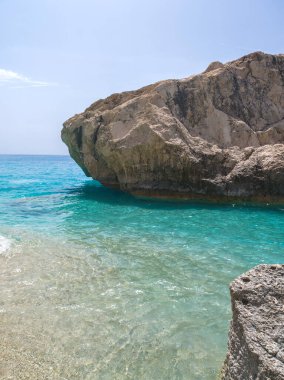 Yunanistan 'ın İyon Adaları yakınlarındaki Kathisma Sahili yakınlarındaki Lefkada' nın Muhteşem Panoraması