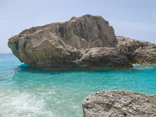 Yunanistan 'ın İyon Adaları yakınlarındaki Kathisma Sahili yakınlarındaki Lefkada' nın Muhteşem Panoraması