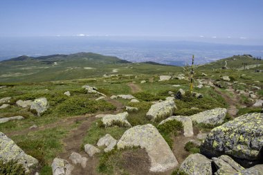 Bulgaristan 'ın Cherni Vrah kenti yakınlarındaki Vitosha Dağı' nın Bahar Manzarası