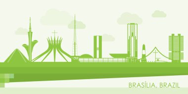 Brezilya 'nın Brasilia kentinin Yeşil Skyline manzarası - vektör illüstrasyonu