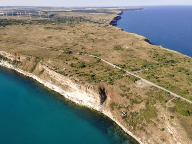 Bulgaristan 'ın Dobrich Bölgesi, Kaliakra Burnu' nun hava manzarası