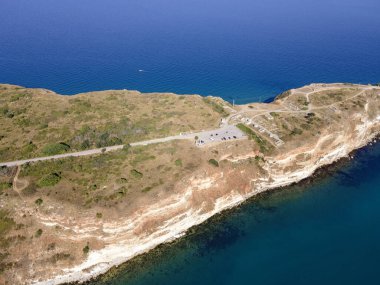 Bulgaristan 'ın Dobrich Bölgesi, Kaliakra Burnu' nun hava manzarası