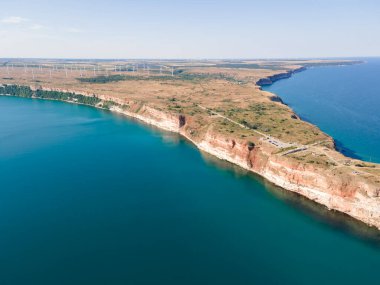 Bulgaristan 'ın Dobrich Bölgesi, Kaliakra Burnu' nun hava manzarası
