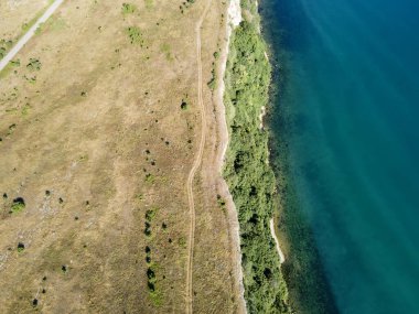 Bulgaristan 'ın Dobrich Bölgesi, Kaliakra Burnu' nun hava manzarası
