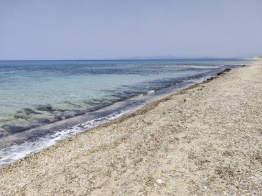 Yunanistan 'ın İyon Adaları' ndaki Agios Ioannis plajı yakınlarındaki Lefkada Panoraması