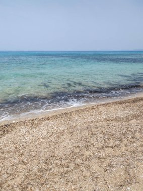 Yunanistan 'ın İyon Adaları' ndaki Agios Ioannis plajı yakınlarındaki Lefkada Panoraması