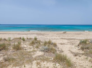 Yunanistan 'ın İyon Adaları' ndaki Agios Ioannis plajı yakınlarındaki Lefkada Panoraması