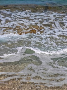 Yunanistan 'ın İyon Adaları' ndaki Agios Ioannis plajı yakınlarındaki Lefkada Panoraması