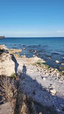 Bulgaristan 'ın Dobrich Bölgesi' ndeki Şabla Burnu yakınlarındaki Karadeniz sahili yaz manzarası