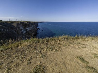 Bulgaristan 'ın Kaliakra Burnu, Dobrich Bölgesi' ndeki Karadeniz kıyısı ve Antik kalıntıları
