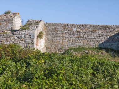 Bulgaristan 'ın Kaliakra Burnu, Dobrich Bölgesi' ndeki Karadeniz kıyısı ve Antik kalıntıları