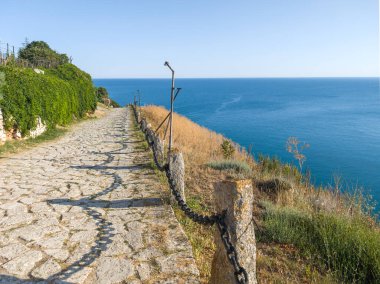 Bulgaristan 'ın Kaliakra Burnu, Dobrich Bölgesi' ndeki Karadeniz kıyısı ve Antik kalıntıları