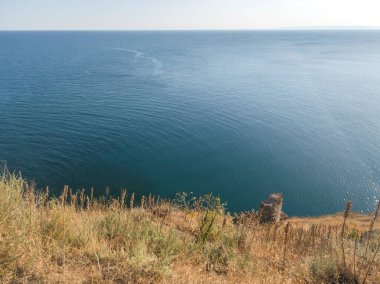 Bulgaristan 'ın Kaliakra Burnu, Dobrich Bölgesi' ndeki Karadeniz kıyısı ve Antik kalıntıları