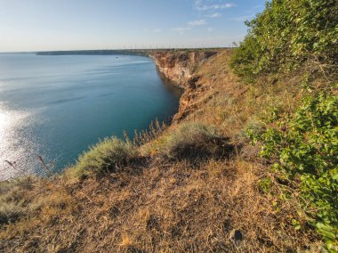 Bulgaristan 'ın Kaliakra Burnu, Dobrich Bölgesi' ndeki Karadeniz kıyısı ve Antik kalıntıları