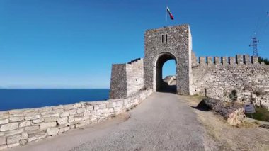 Bulgaristan 'ın Kaliakra Burnu, Dobrich Bölgesi' ndeki Karadeniz kıyısı ve Antik kalıntılar