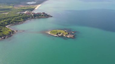 Karadeniz kıyısına ait hava manzarası, Bulgaristan 'ın Burgaz Bölgesi Arkutino bölgesini temizledi 