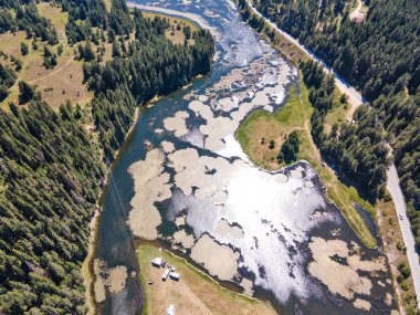 Aerial Summer view of Beglika Reservoir, Pazardzhik Region, Bulgaria