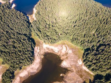Shiroka polyana 'nın hava manzarası (geniş çayır) Reservoir, Pazardzhik Bölgesi, Bulgaristan