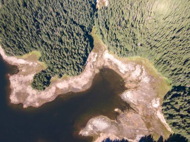 Shiroka polyana 'nın hava manzarası (geniş çayır) Reservoir, Pazardzhik Bölgesi, Bulgaristan