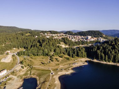 Aerial Summer view of Dospat Reservoir, Smolyan Region, Bulgaria