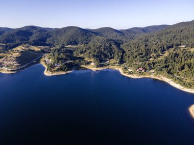 Aerial Summer view of Dospat Reservoir, Smolyan Region, Bulgaria