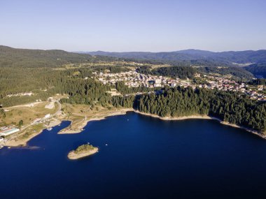 Aerial Summer view of Dospat Reservoir, Smolyan Region, Bulgaria