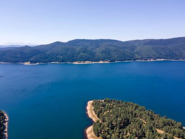 Aerial Summer view of Dospat Reservoir, Smolyan Region, Bulgaria