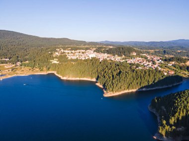 Aerial Summer view of Dospat Reservoir, Smolyan Region, Bulgaria