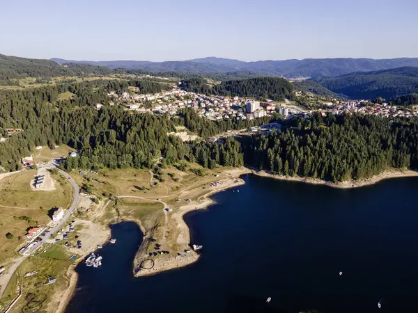 Aerial Summer view of Dospat Reservoir, Smolyan Region, Bulgaria