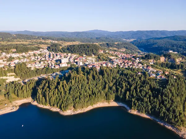 Aerial Summer view of Dospat Reservoir, Smolyan Region, Bulgaria