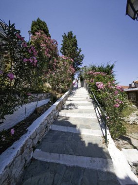 Eski Skiathos, Sporades, Thessaly, Yunanistan 'ın muhteşem manzarası