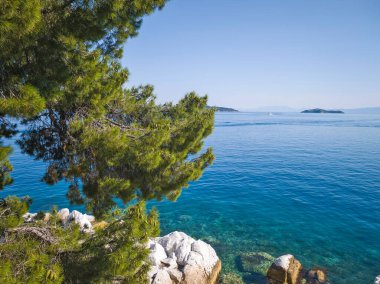 Eski Skiathos, Sporades, Thessaly, Yunanistan 'ın muhteşem manzarası